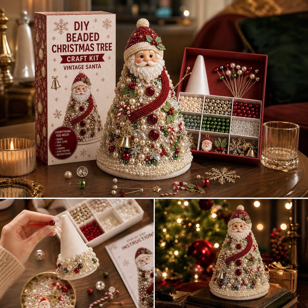 DIY Beaded Christmas Tree Craft Kit Christmas Decorations, 3D Candy Beaded Christmas Tree Craft Kit Christmas Decor, Christmas Crafts for Adults