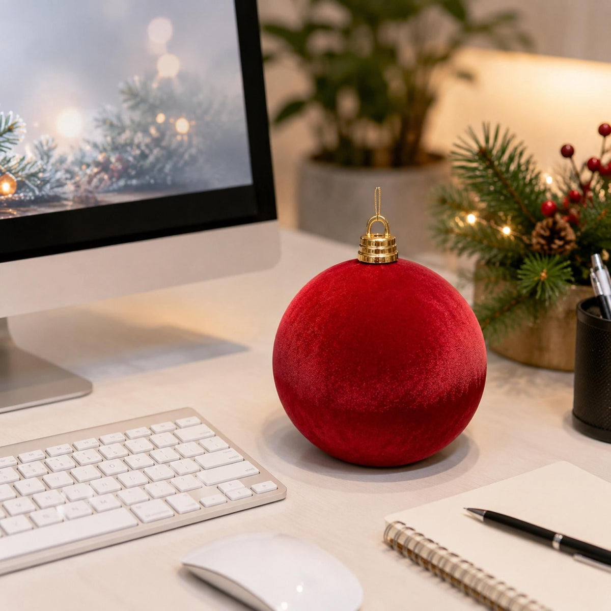 Adornos Para Arbol De Navidad, Shatterproof Big Red Ball Ornament, Soft Oversized Commercial Hanging Velvet Christmas Decor for Mall, Hotel, Staircase