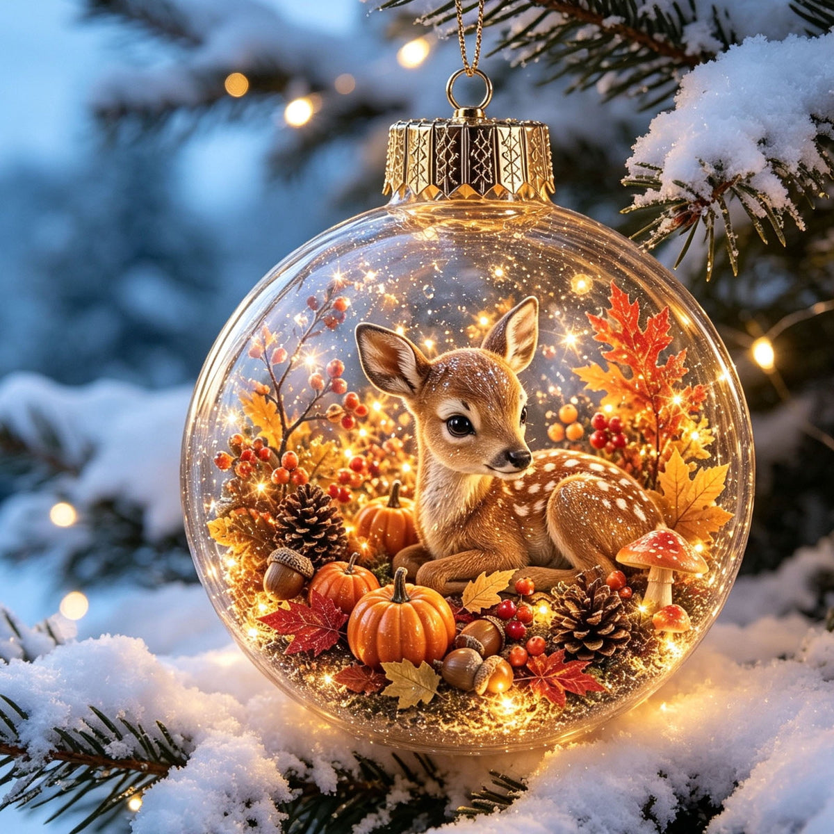 Mivyn Glowing Christmas Story Ornament, 4"Light-Up Mini Holiday Scene with Warm LED Light, Festive Keepsake Gift for Home Christmas Party Decoration,1PCS,