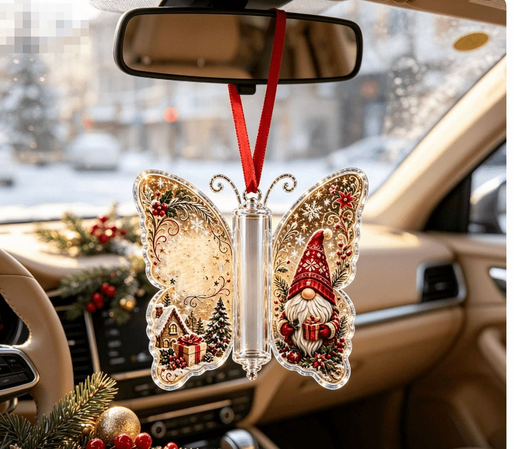 Butterfly Christmas Money Gift Ornament, Angel‑Pattern Acrylic Cash Holder with Clear Compartment, Hanging Xmas Cash Wallet Decor for Christmas Tree, Window, Car, Creative Holiday Present