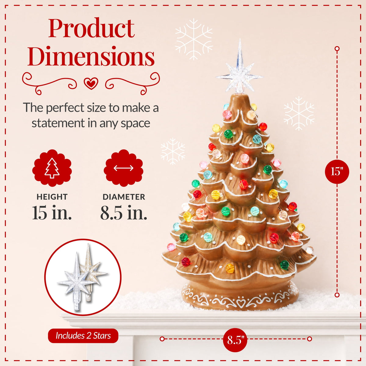 Best Choice Products Ceramic Christmas Tree, Pre-lit Hand-Painted Tabletop Holiday Tree - Green w/ Multicolored Lights