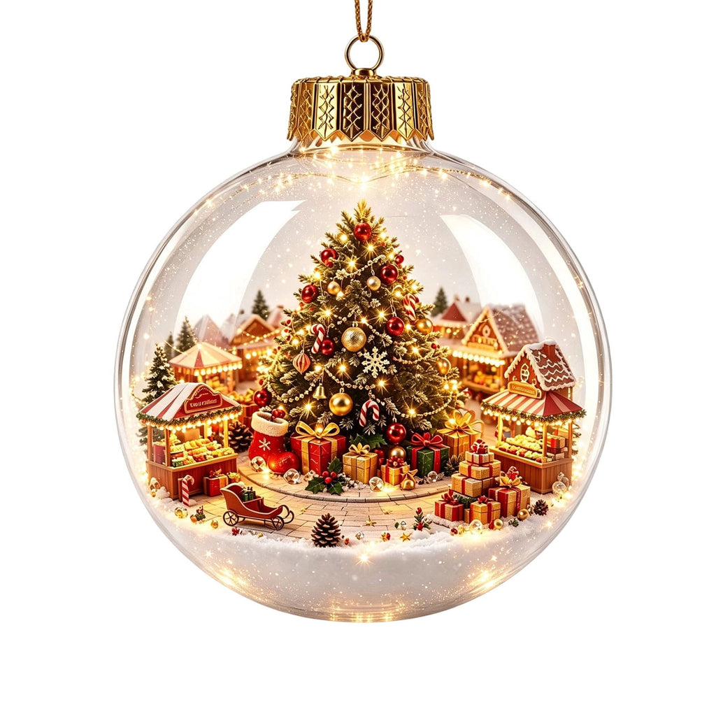Mivyn Glowing Christmas Story Ornament, 4"Light-Up Mini Holiday Scene with Warm LED Light, Festive Keepsake Gift for Home Christmas Party Decoration,1PCS,