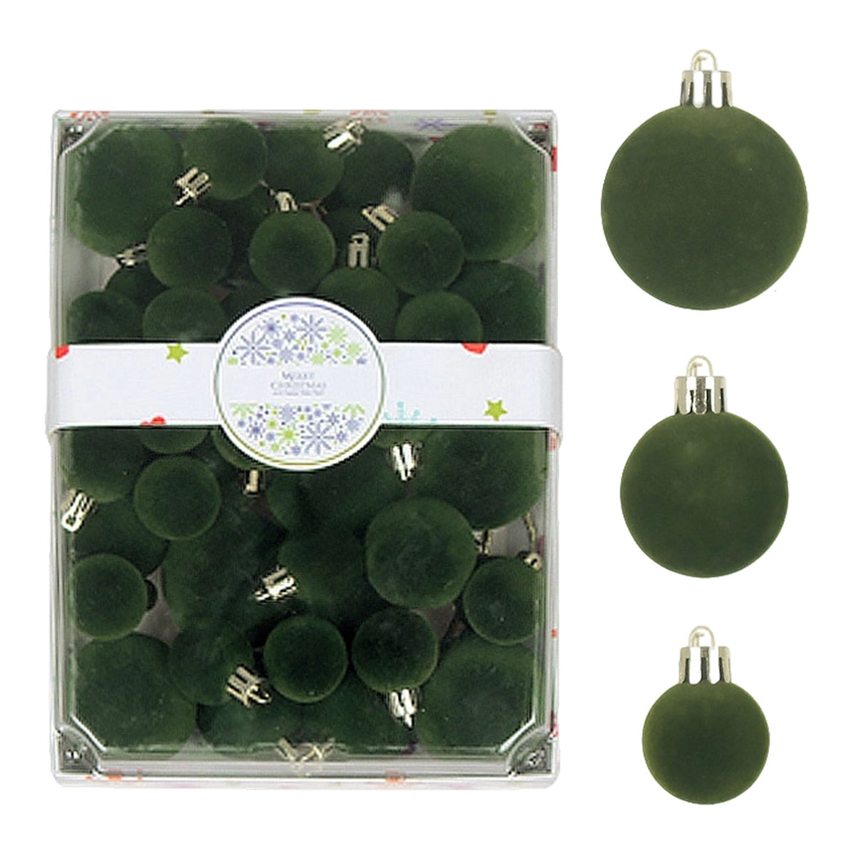 Christmas Ball Ornaments 42 Piece Flocked Gold Tan Velvet Assorted Box Set Tree Hanging Baubles
