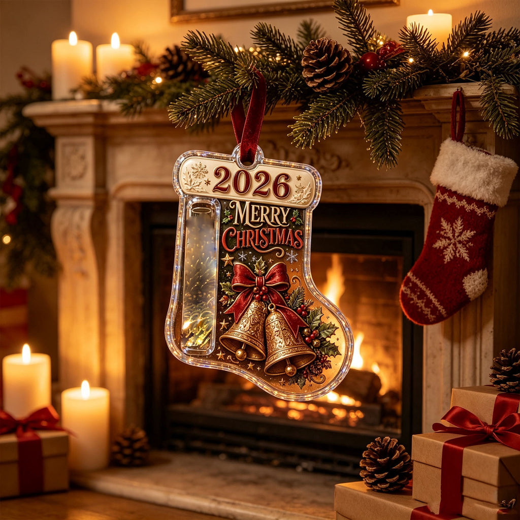 Christmas Cash Gift Stocking Shaped Ornament, Crystal-Clear Cash Holder Ornament with Xmas Stocking Design, Hanging Money Keepsake for Christmas Tree Wreath Garland, Surprise for Family Friends (F)