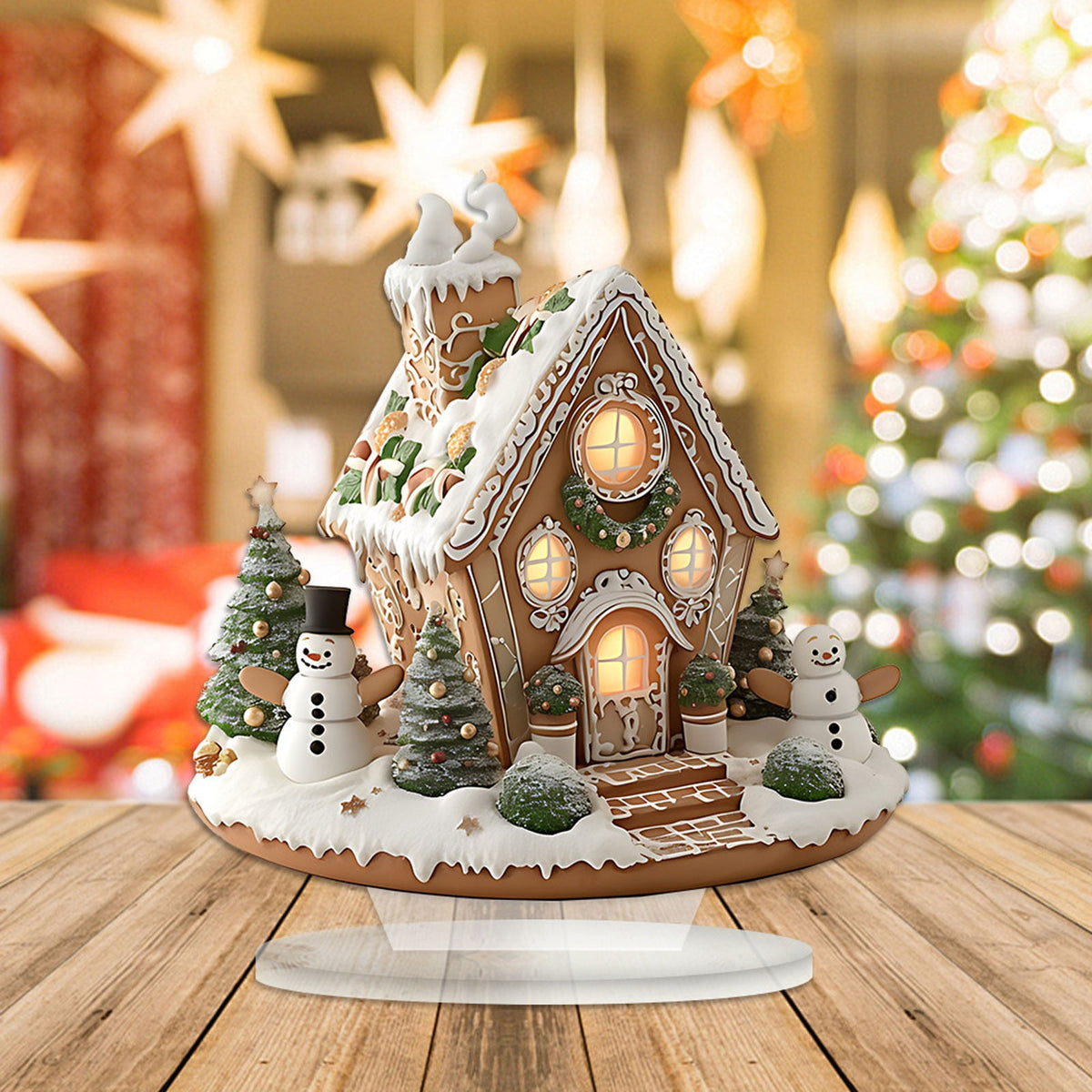 PEIBang Christmas Table Decorations,Snow House Decor Christmas Centerpiece,Christmas Village Houses for Home Office