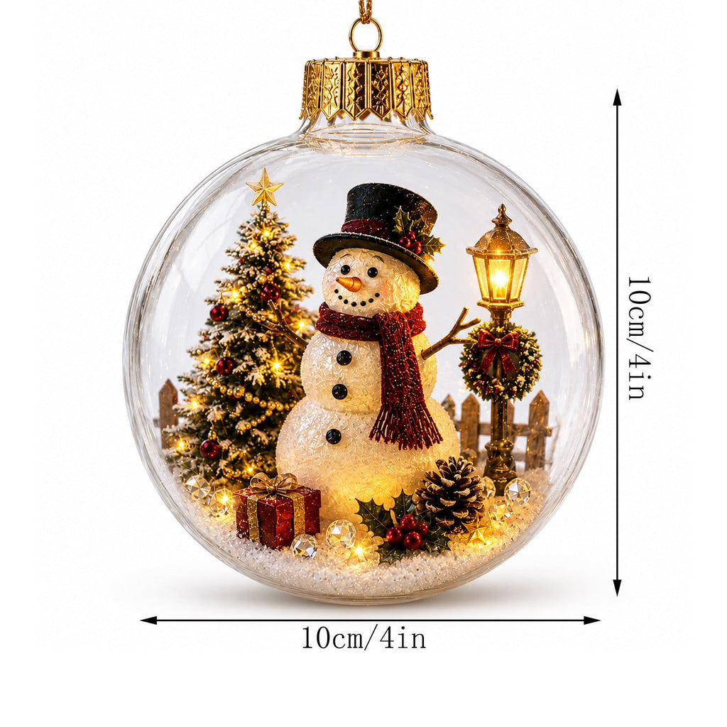Mivyn Glowing Christmas Story Ornament, 4"Light-Up Mini Holiday Scene with Warm LED Light, Festive Keepsake Gift for Home Christmas Party Decoration,1PCS,