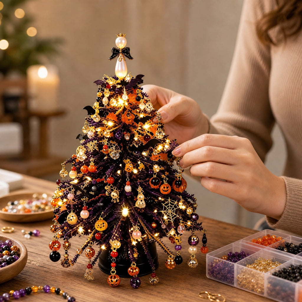 UALSRZL DIY Beaded Christmas Tree Kit, Christmas Decorations Handmade Beads Craft Set, Sparkling Crystal Xmas Ornaments for Table Decor Holiday Gifts