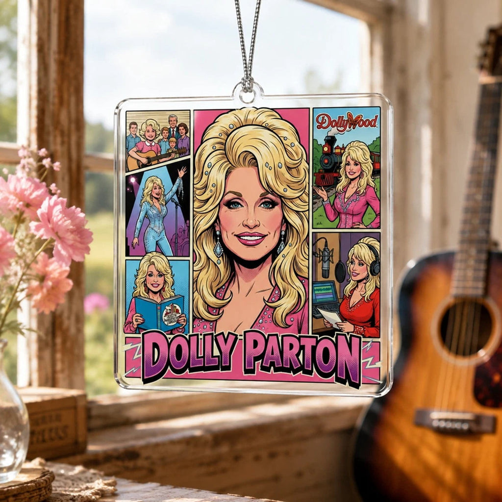 Dolly Memorial Acrylic Christmas Ornament Themed Christmas Ornament for Tree Car Office Home Dolly Themed Xmas Hanging Decor Country Music Holiday Decoration Gift