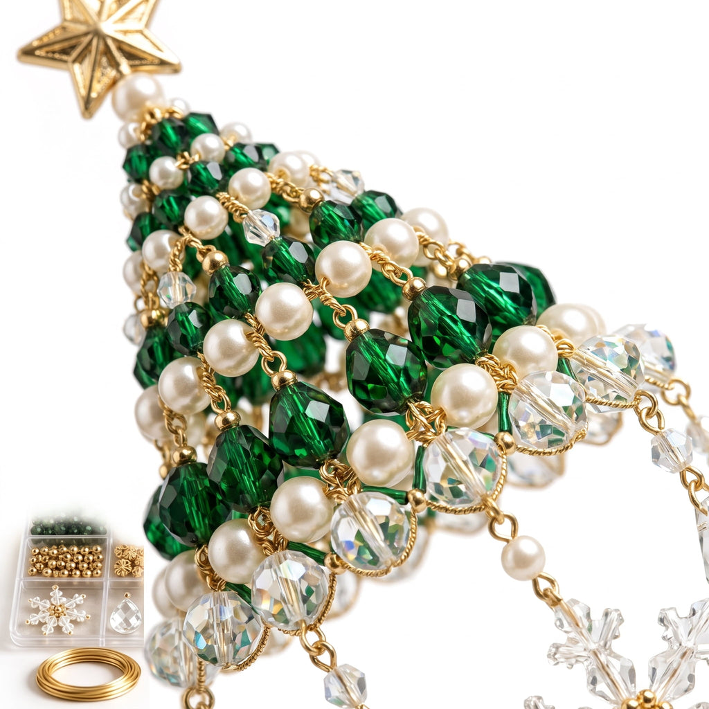 DIY Beaded Christmas Tree Kit, Christmas Decorations Handmade Beads Craft Set, Sparkling Crystal Xmas Ornaments for Tabletop Christmas Decor, Holiday Gifts for Adults by MPOISVA