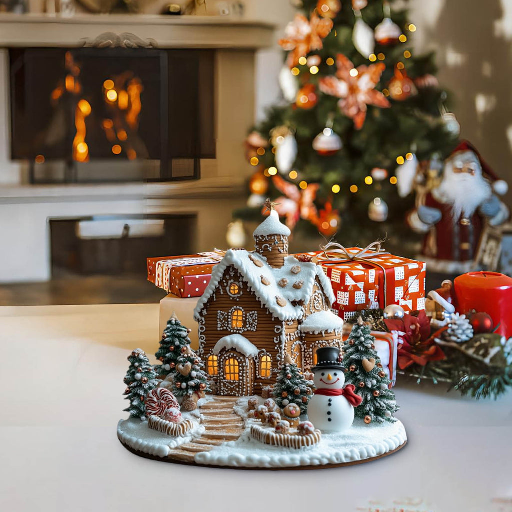 PEIBang Christmas Table Decorations,Snow House Decor Christmas Centerpiece,Christmas Village Houses for Home Office