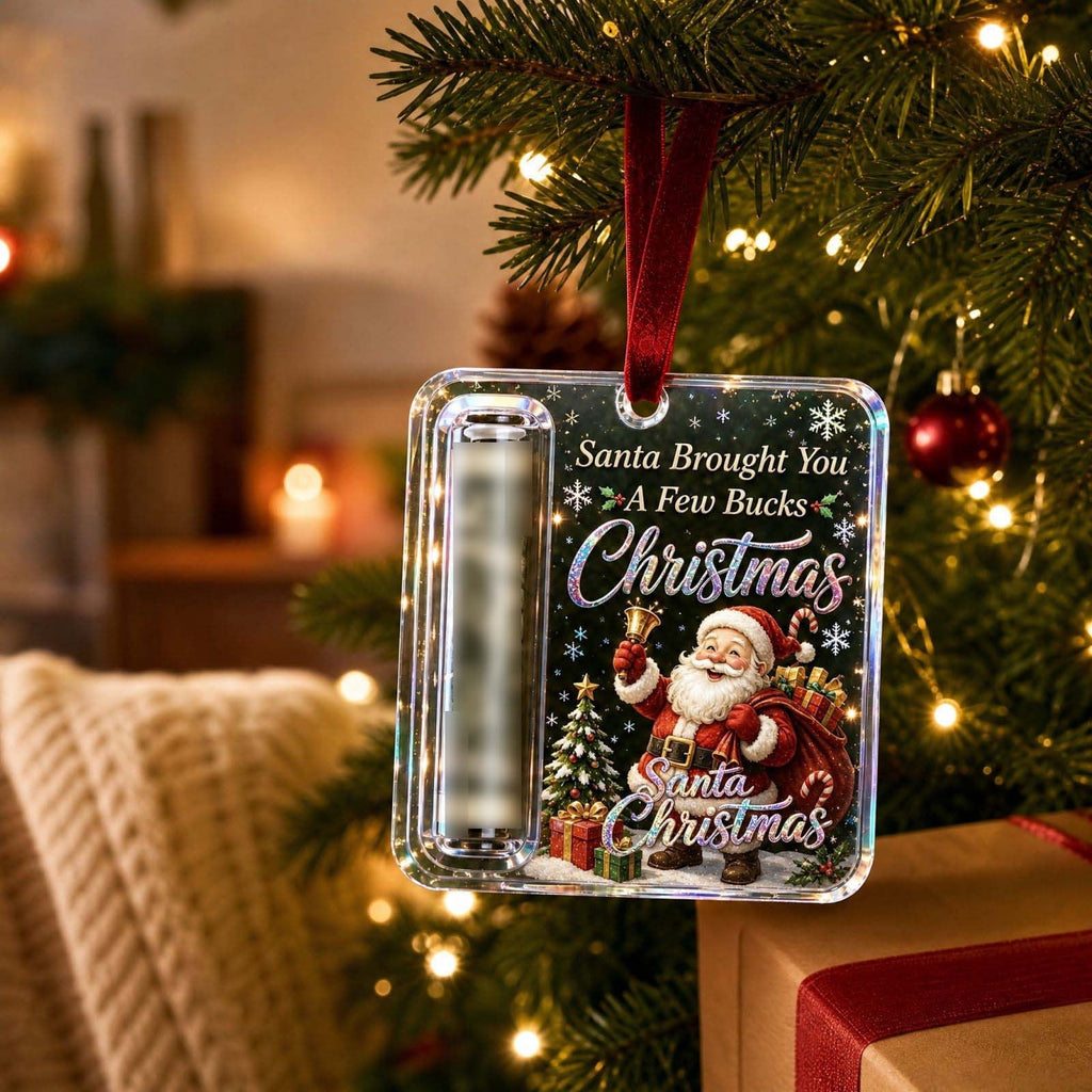 Christmas Cash Gift Stocking Shaped Ornament, Crystal-Clear Cash Holder Ornament with Xmas Stocking Design, Hanging Money Keepsake for Christmas Tree Wreath Garland, Surprise for Family Friends (F)