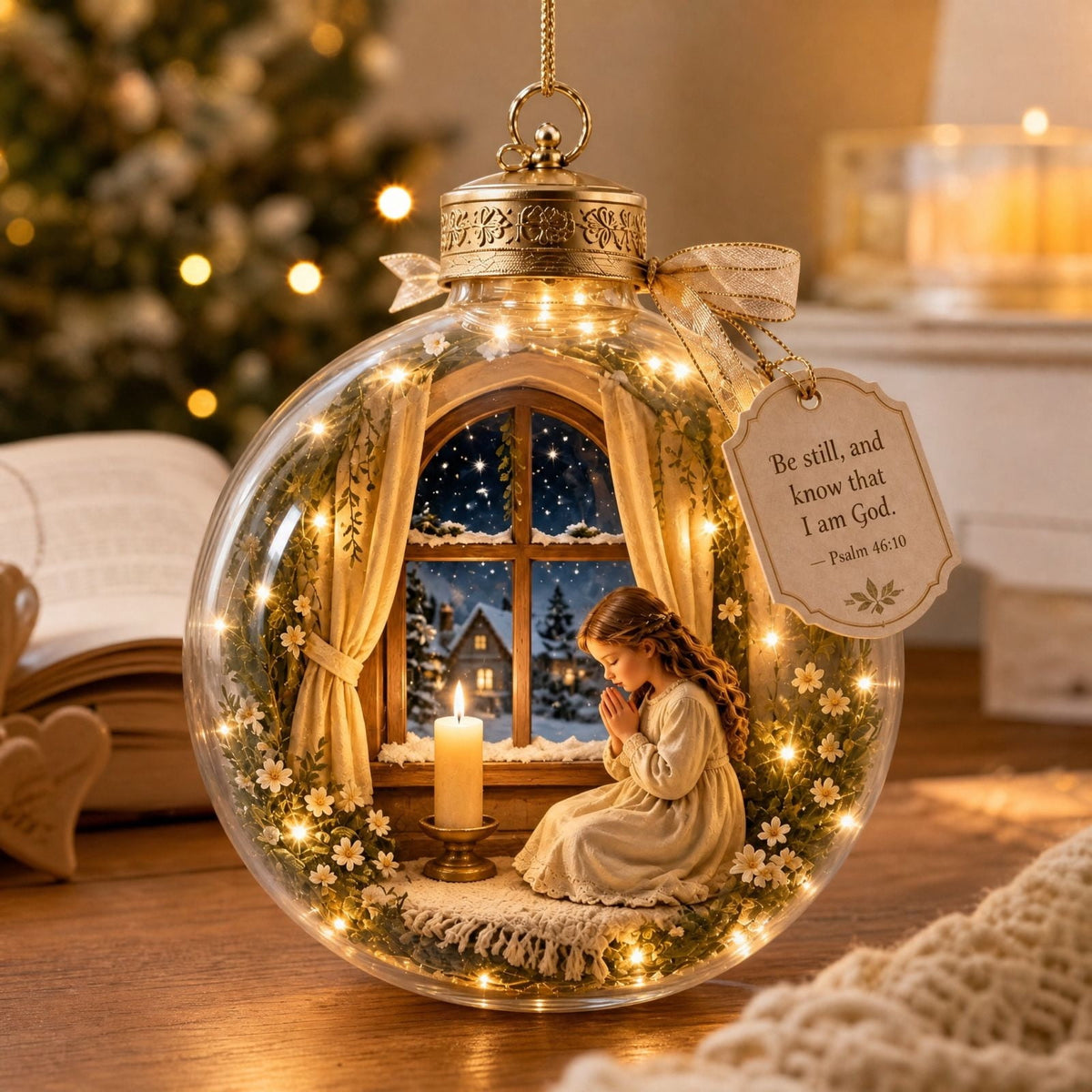 Glowing Christmas Story Ornament, Light-Up Mini Holiday Scene, Festive Keepsake for Christmas Tree, Mantel & Christmas Party Decor (Nativity)