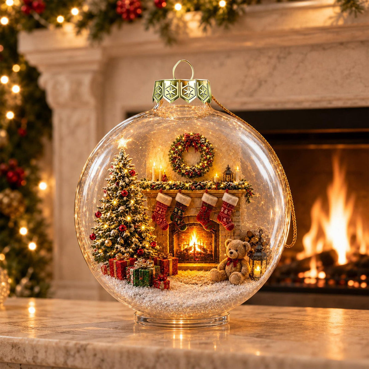 Glowing Christmas Story Ornament, Light-Up Mini Holiday Scene, Festive Keepsake for Christmas Tree, Mantel & Christmas Party Decor (Nativity)
