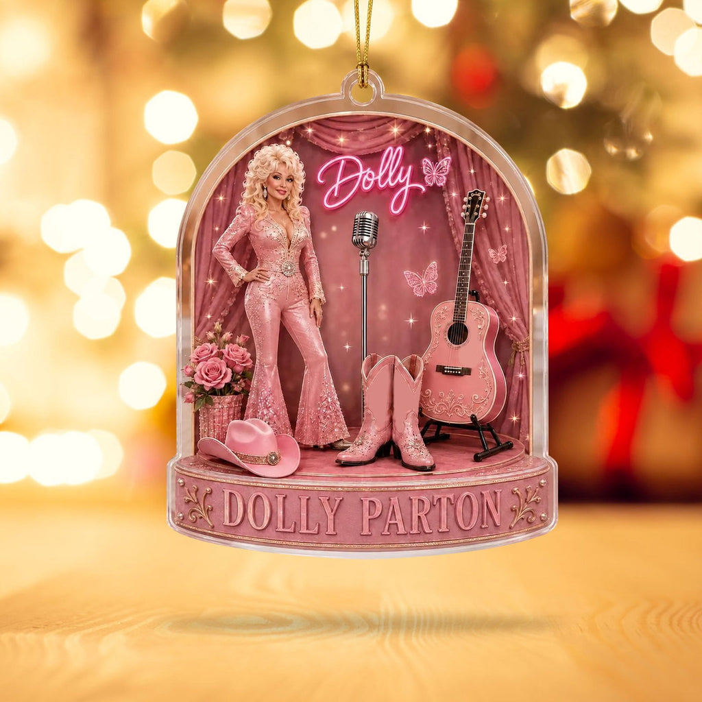 Dolly Memorial Acrylic Christmas Ornament Themed Christmas Ornament for Tree Car Office Home Dolly Themed Xmas Hanging Decor Country Music Holiday Decoration Gift