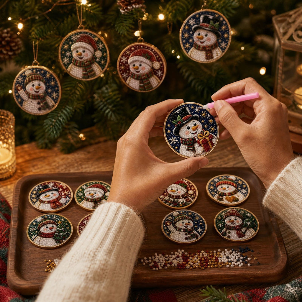 DIY Christmas Ornaments for Xmas Tree Hangings- Pearl Art Kits for Adults, Christmas Ornaments Set of 12, 2.76 Inch