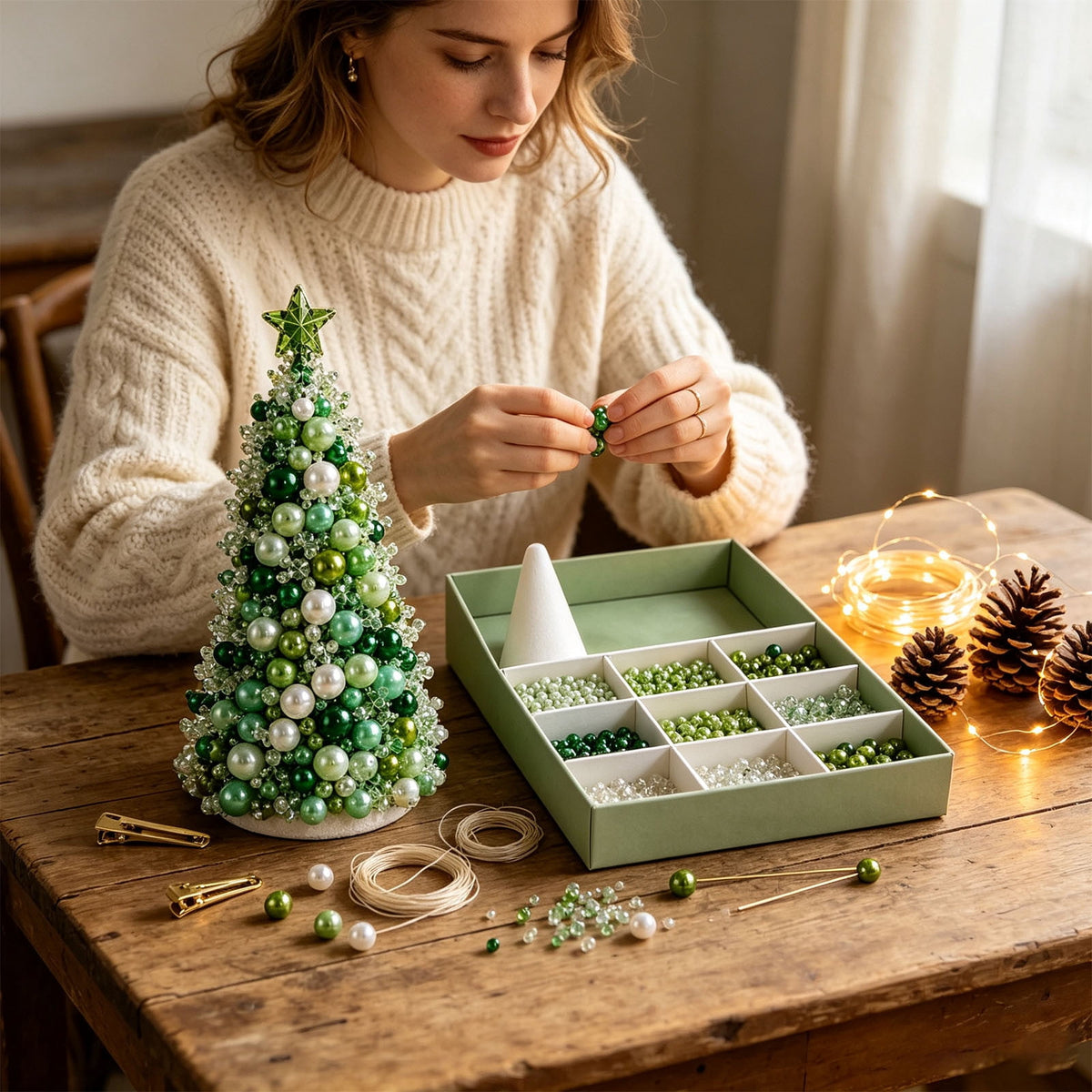 DIY Beaded Christmas Tree Craft Kit Christmas Decorations, 3D Candy Beaded Christmas Tree Craft Kit Christmas Decor, Christmas Crafts for Adults