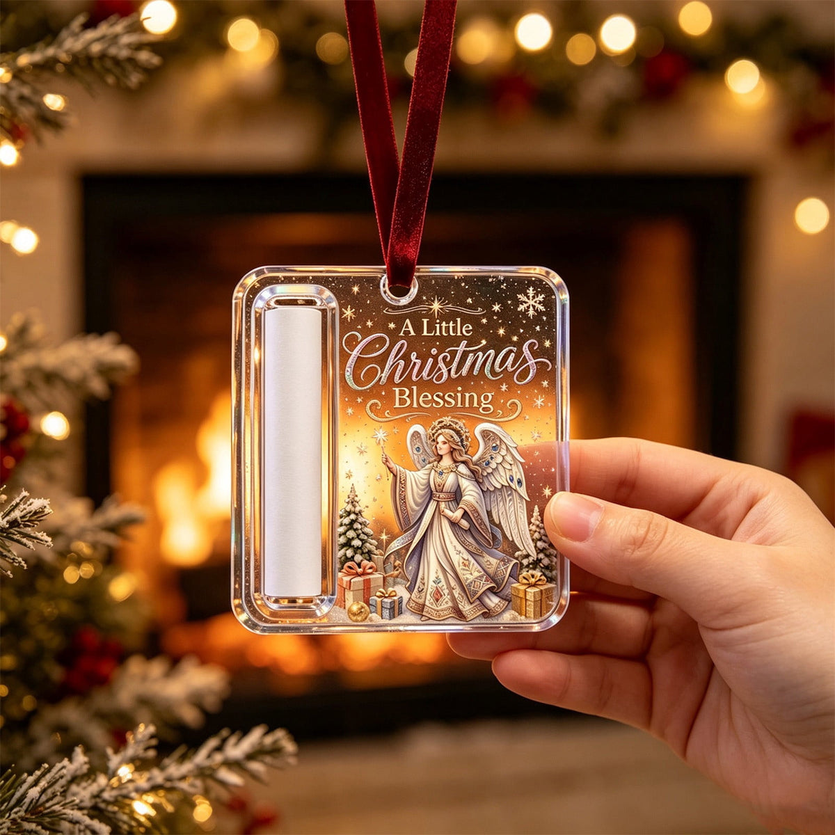 Christmas Cash Gift Stocking Shaped Ornament, Crystal-Clear Cash Holder Ornament with Xmas Stocking Design, Hanging Money Keepsake for Christmas Tree Wreath Garland, Surprise for Family Friends (F)