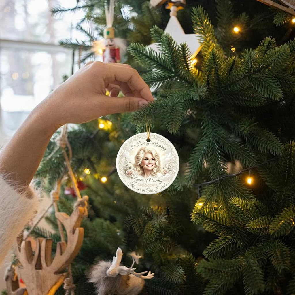 Dolly Memorial Acrylic Christmas Ornament Themed Christmas Ornament for Tree Car Office Home Dolly Themed Xmas Hanging Decor Country Music Holiday Decoration Gift