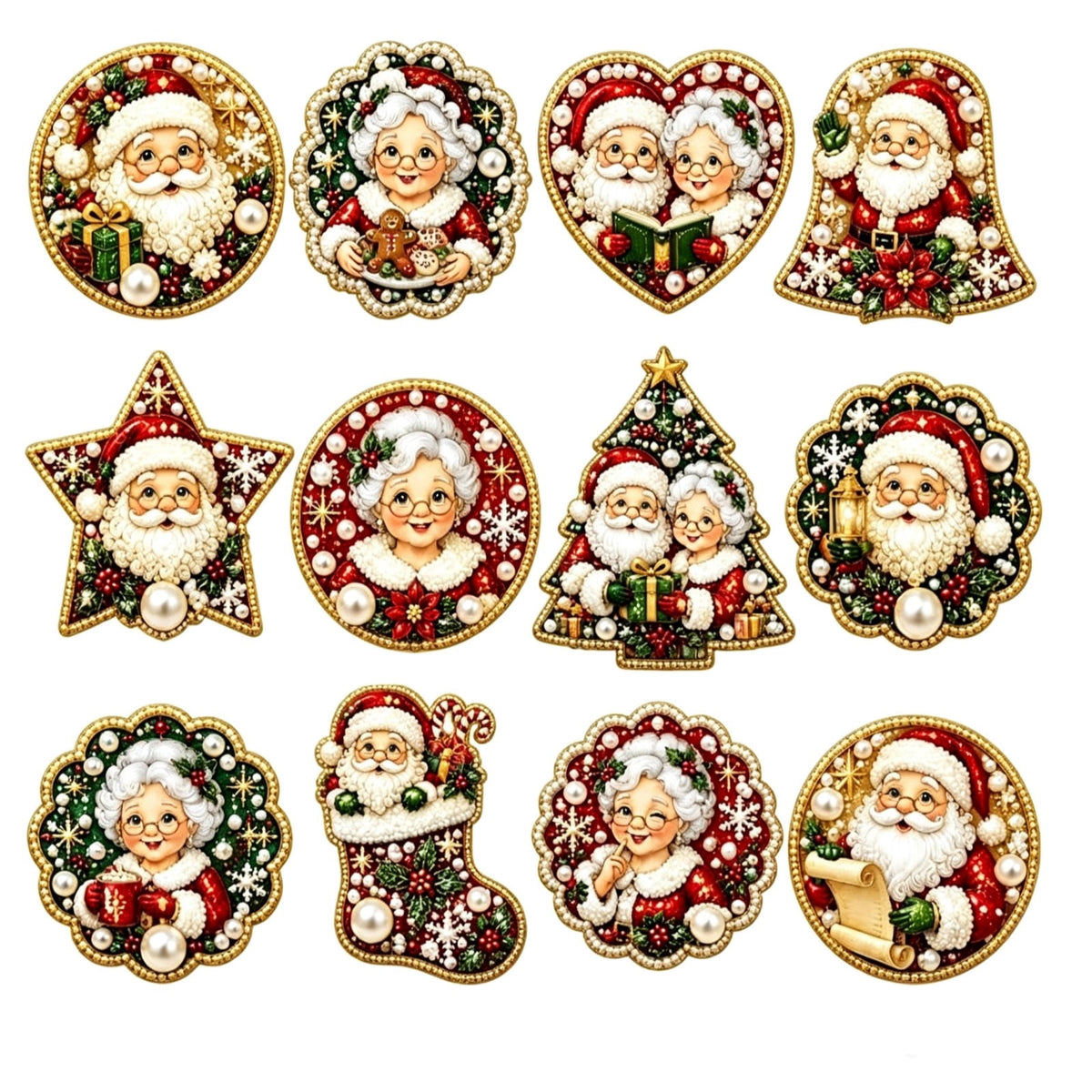 DIY Christmas Ornaments for Xmas Tree Hangings- Pearl Art Kits for Adults, Christmas Ornaments Set of 12, 2.76 Inch