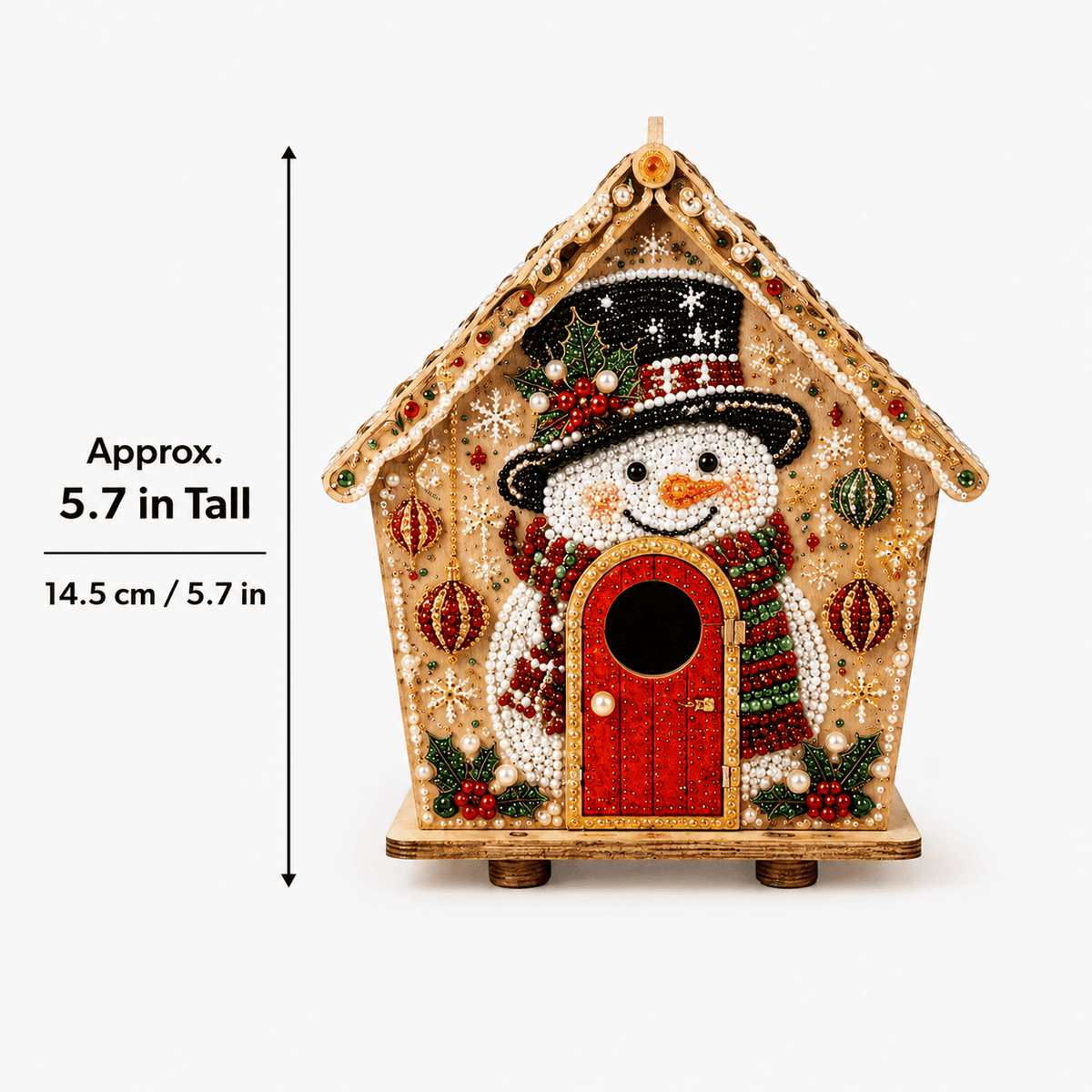 Christmas Pearl Bead Art Kit 3D House Ornament Craft Set For Christmas Tree Tabletop Mantel Shelf And Indoor Winter Holiday Decoration White