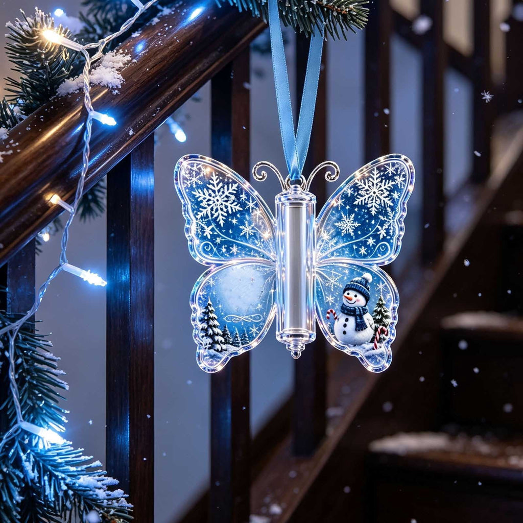 Butterfly Christmas Money Gift Ornament, Angel‑Pattern Acrylic Cash Holder with Clear Compartment, Hanging Xmas Cash Wallet Decor for Christmas Tree, Window, Car, Creative Holiday Present