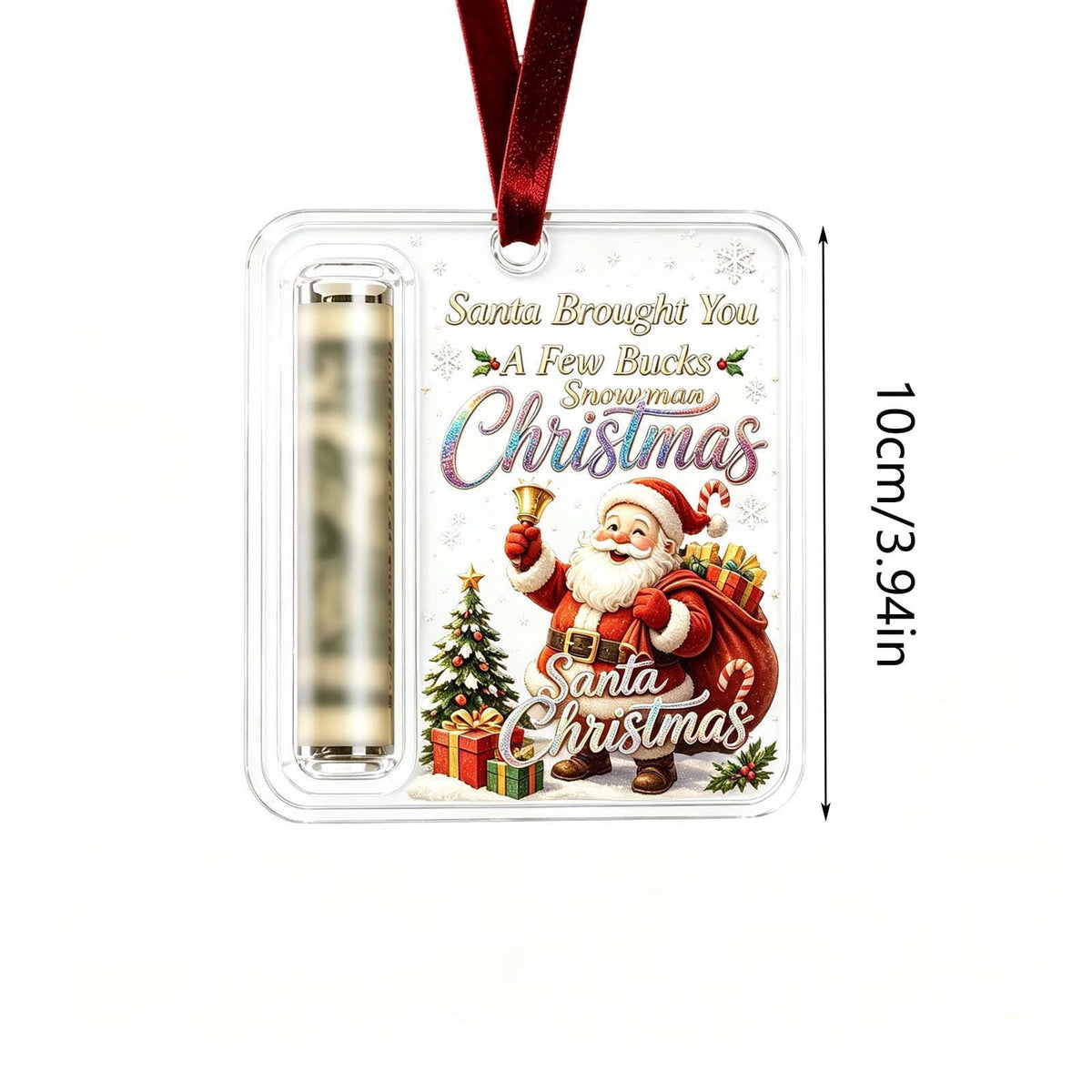 Christmas Cash Gift Stocking Shaped Ornament, Crystal-Clear Cash Holder Ornament with Xmas Stocking Design, Hanging Money Keepsake for Christmas Tree Wreath Garland, Surprise for Family Friends (F)