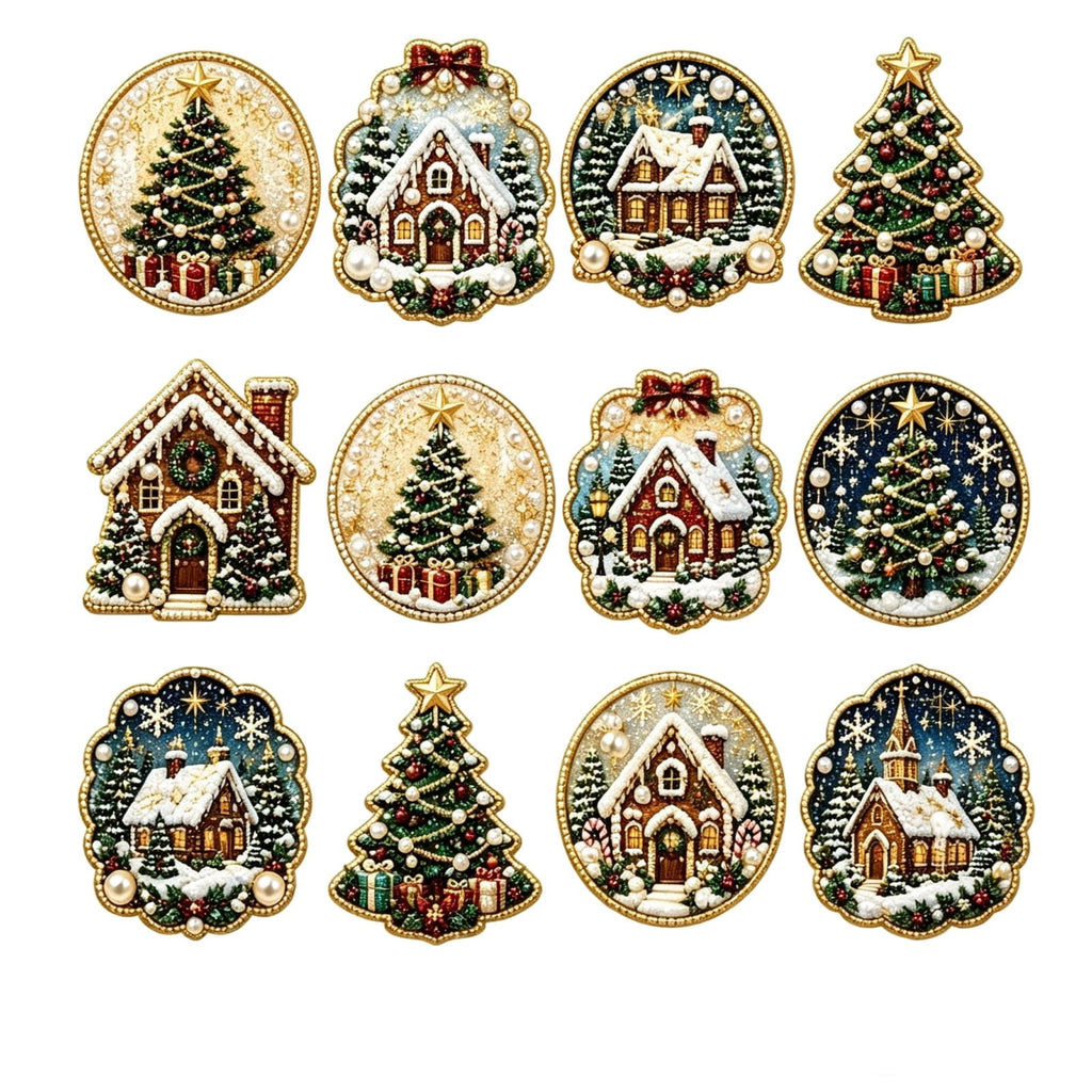 DIY Christmas Ornaments for Xmas Tree Hangings- Pearl Art Kits for Adults, Christmas Ornaments Set of 12, 2.76 Inch