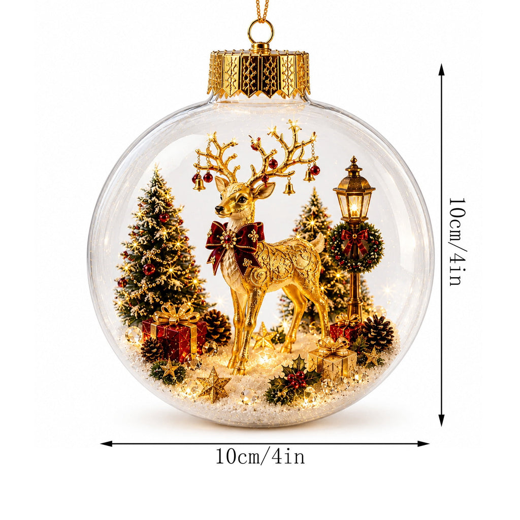 Mivyn Glowing Christmas Story Ornament, 4"Light-Up Mini Holiday Scene with Warm LED Light, Festive Keepsake Gift for Home Christmas Party Decoration,1PCS,