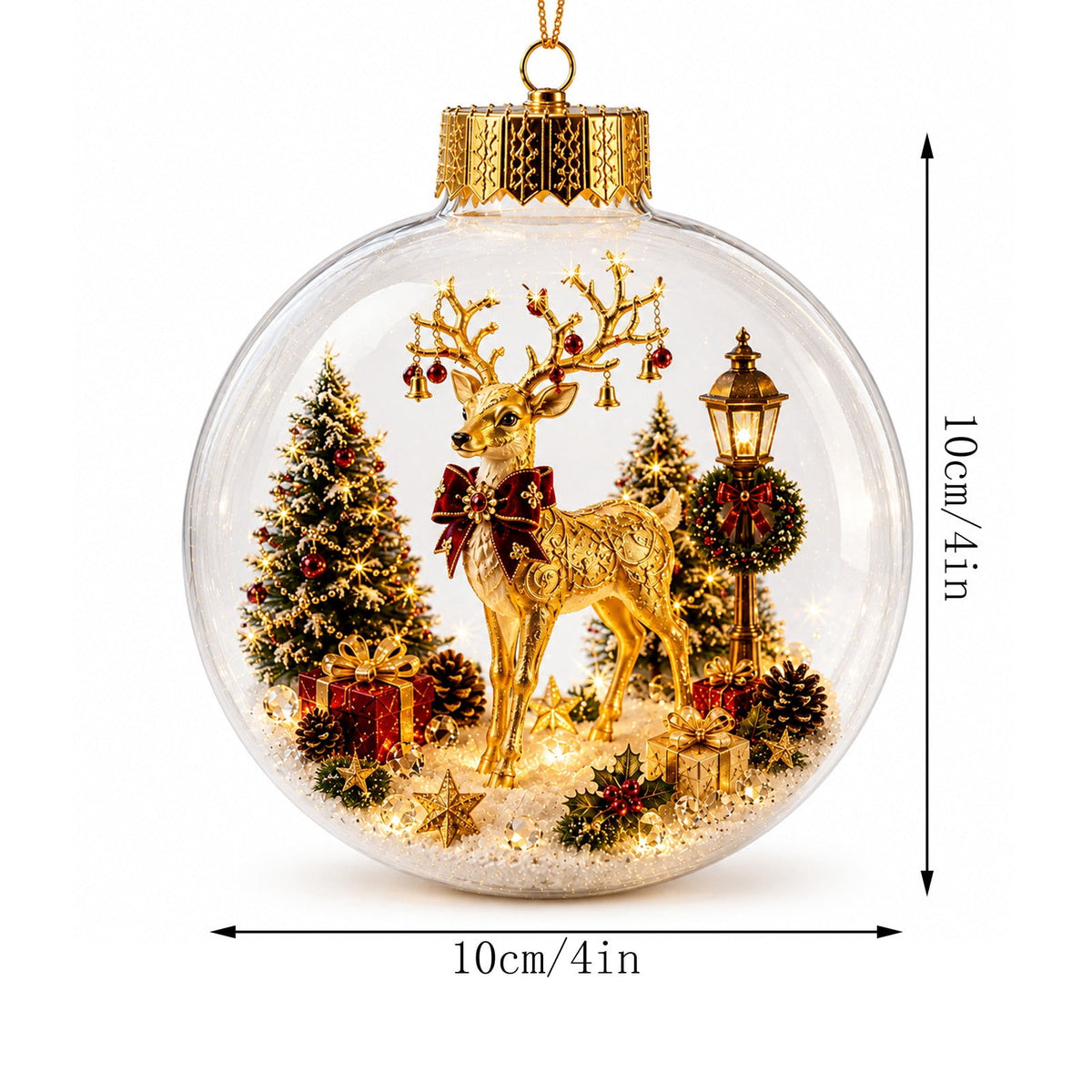 Mivyn Glowing Christmas Story Ornament, 4"Light-Up Mini Holiday Scene with Warm LED Light, Festive Keepsake Gift for Home Christmas Party Decoration,1PCS,