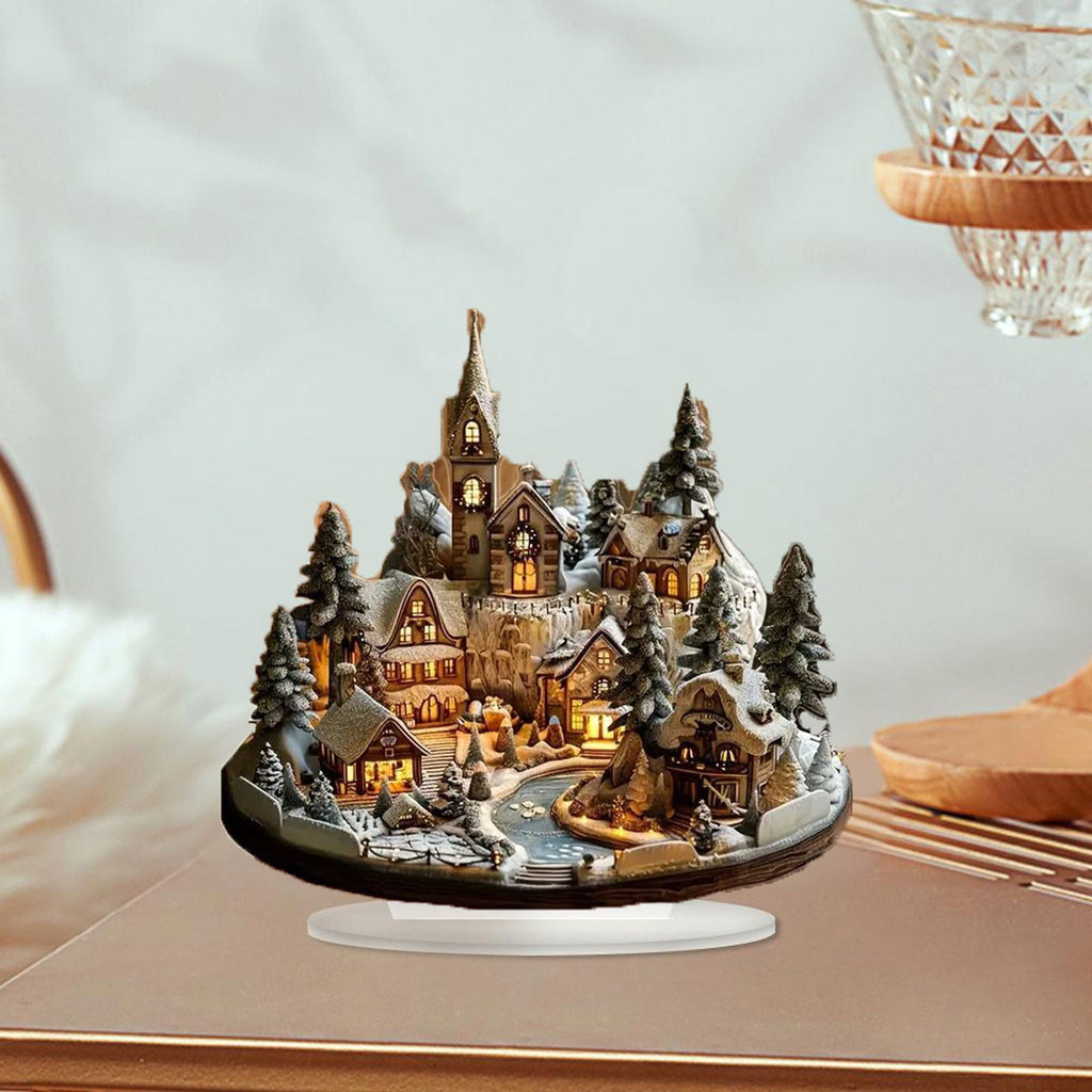 PEIBang Christmas Table Decorations,Snow House Decor Christmas Centerpiece,Christmas Village Houses for Home Office