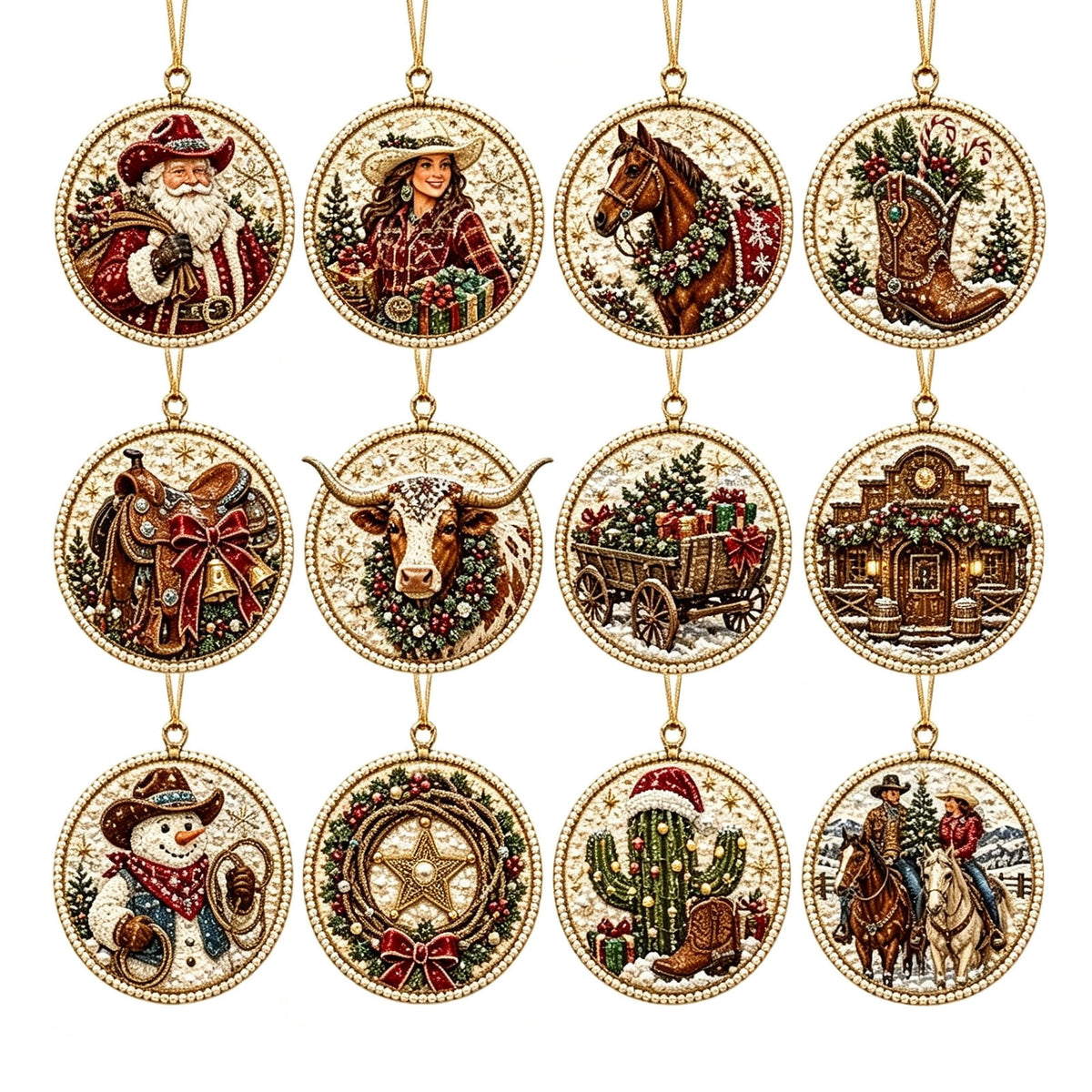 DIY Christmas Ornaments for Xmas Tree Hangings- Pearl Art Kits for Adults, Christmas Ornaments Set of 12, 2.76 Inch