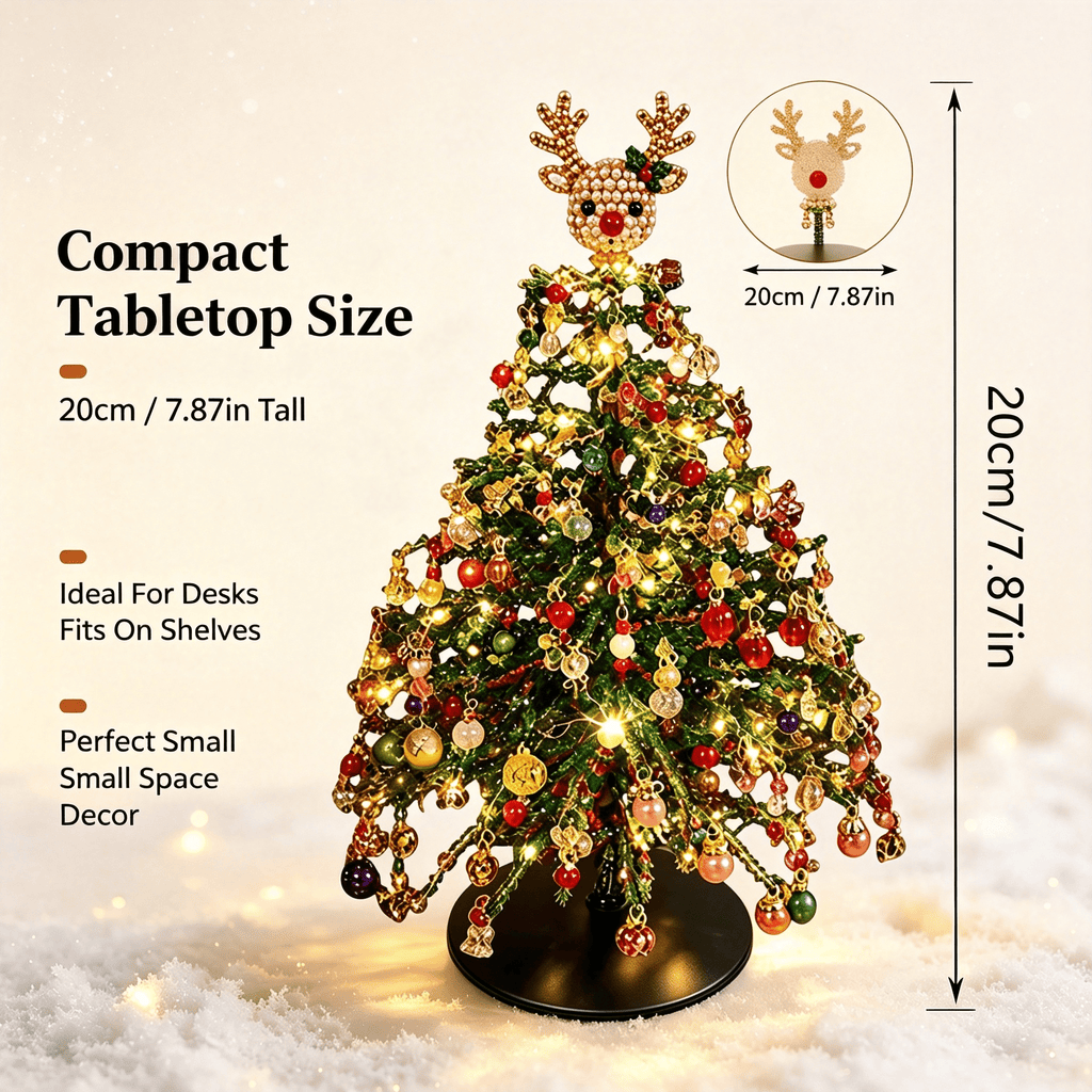 DIY Beaded Christmas Tree Kit, Christmas Decorations Handmade Beads Craft Set, Sparkling Crystal Xmas Ornaments for Tabletop Christmas Decor, Holiday Gifts for Adults by MPOISVA