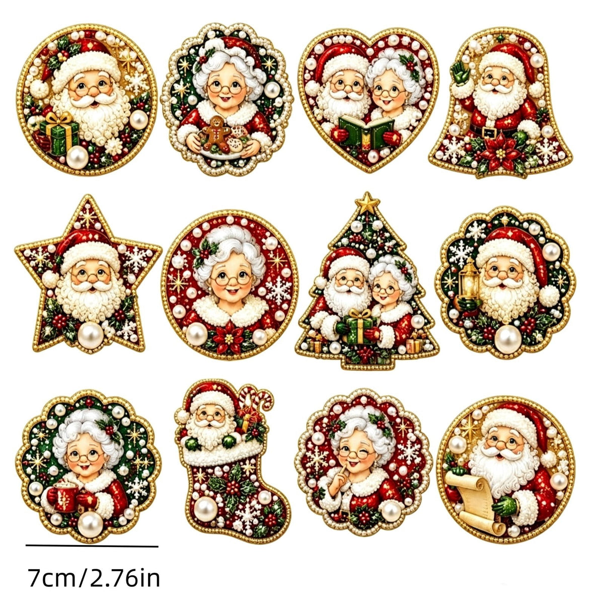 DIY Christmas Ornaments for Xmas Tree Hangings- Pearl Art Kits for Adults, Christmas Ornaments Set of 12, 2.76 Inch