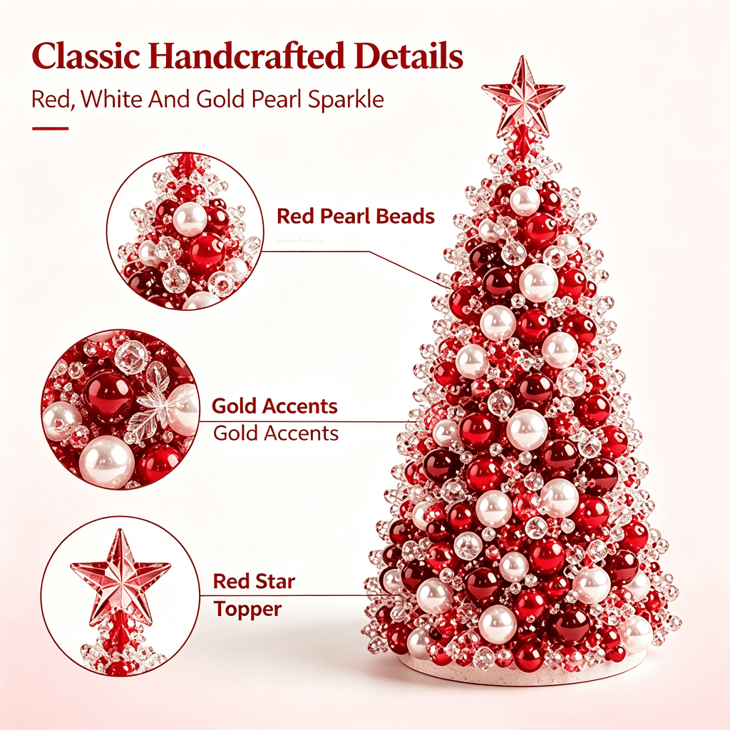 DIY Beaded Christmas Tree Kit, Christmas Decorations Handmade Beads Craft Set, Sparkling Crystal Xmas Ornaments for Tabletop Christmas Decor, Holiday Gifts for Adults by MPOISVA