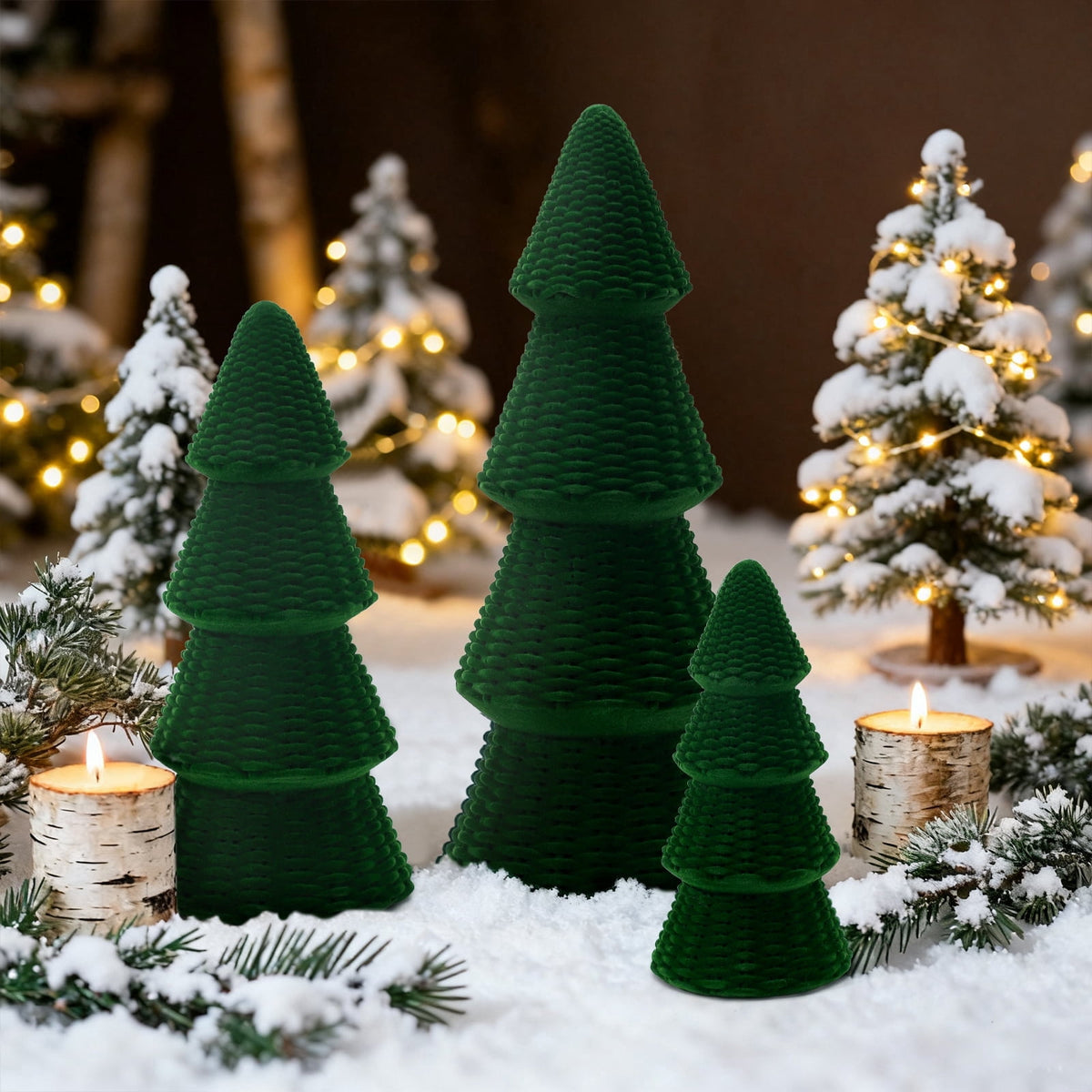Ayieyill 3pcs Tabletop Christmas Tree Woven Resin Christmas Trees for Christmas Decor Indoor, Christmas Table Decor, Khaki