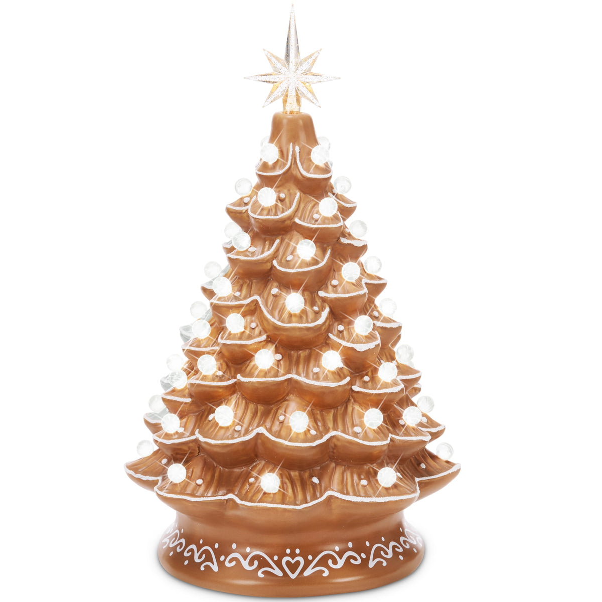 Best Choice Products Ceramic Christmas Tree, Pre-lit Hand-Painted Tabletop Holiday Tree - Green w/ Multicolored Lights