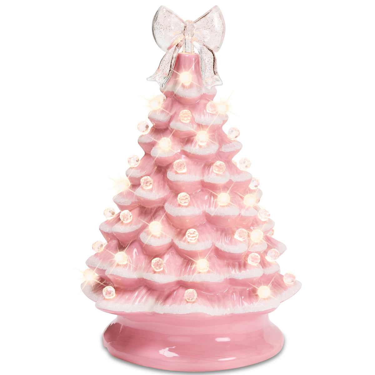Best Choice Products Ceramic Christmas Tree, Pre-lit Hand-Painted Tabletop Holiday Tree - Green w/ Multicolored Lights