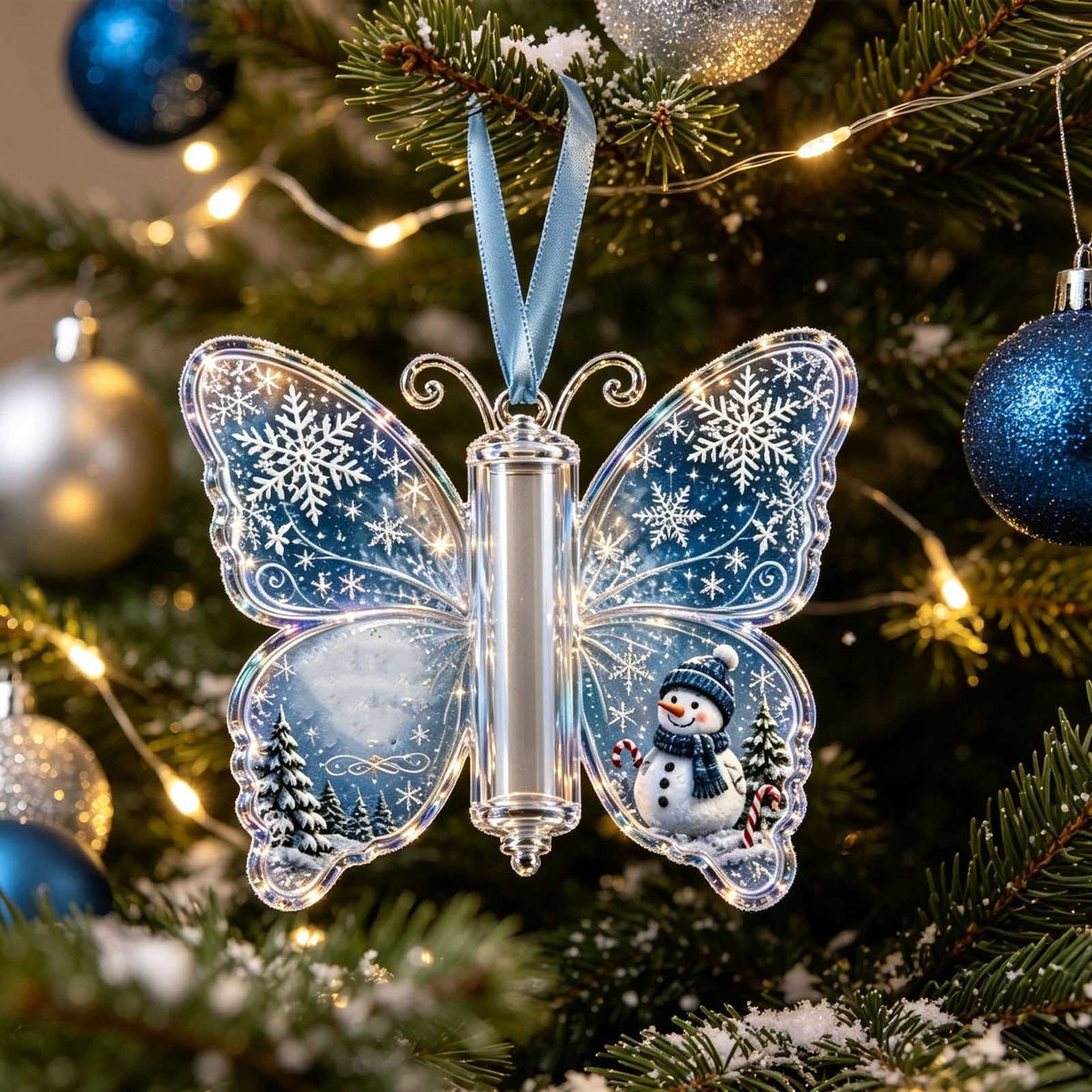 Butterfly Christmas Money Gift Ornament, Angel‑Pattern Acrylic Cash Holder with Clear Compartment, Hanging Xmas Cash Wallet Decor for Christmas Tree, Window, Car, Creative Holiday Present
