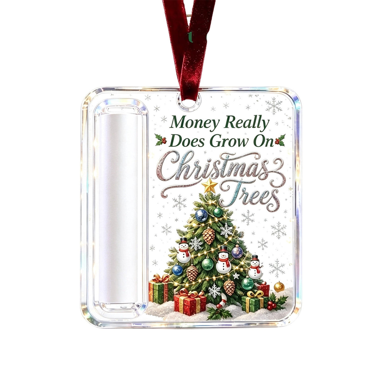 Christmas Cash Gift Stocking Shaped Ornament, Crystal-Clear Cash Holder Ornament with Xmas Stocking Design, Hanging Money Keepsake for Christmas Tree Wreath Garland, Surprise for Family Friends (F)