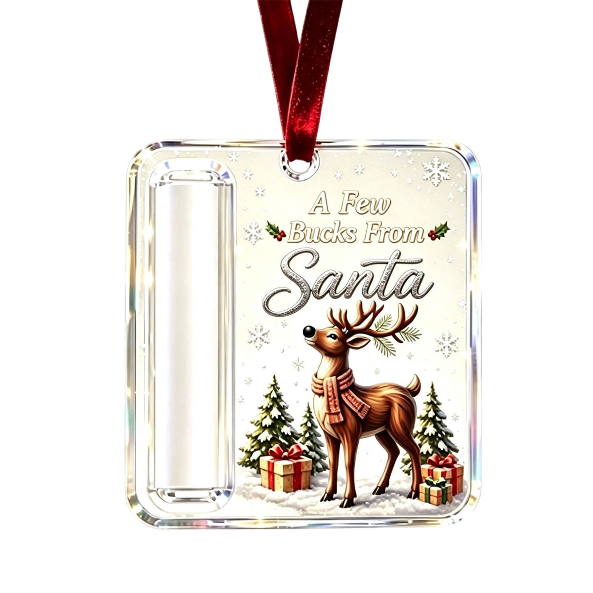 Christmas Cash Gift Stocking Shaped Ornament, Crystal-Clear Cash Holder Ornament with Xmas Stocking Design, Hanging Money Keepsake for Christmas Tree Wreath Garland, Surprise for Family Friends (F)