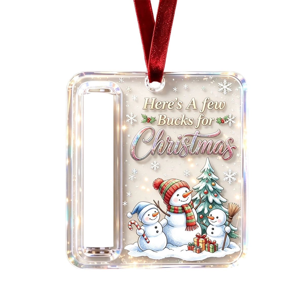 Christmas Cash Gift Stocking Shaped Ornament, Crystal-Clear Cash Holder Ornament with Xmas Stocking Design, Hanging Money Keepsake for Christmas Tree Wreath Garland, Surprise for Family Friends (F)