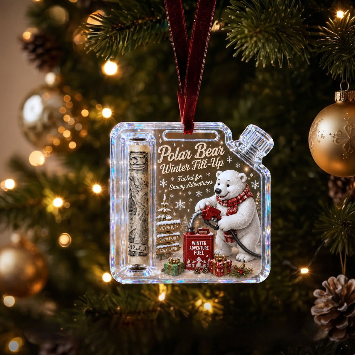 Christmas Cash Gift Stocking Shaped Ornament, Crystal-Clear Cash Holder Ornament with Xmas Stocking Design, Hanging Money Keepsake for Christmas Tree Wreath Garland, Surprise for Family Friends (F)