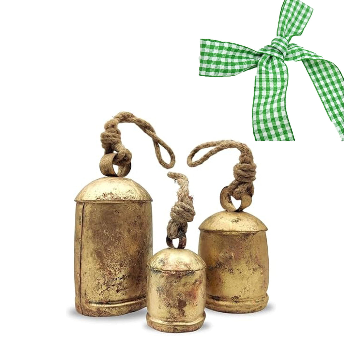 Clearance Christmas Decoration Christmas Decor Xmas Gifts Set Of 3 Christmas Bell Brass Cow Shabby Style Metal Hanging Giant Cow Bells Decor