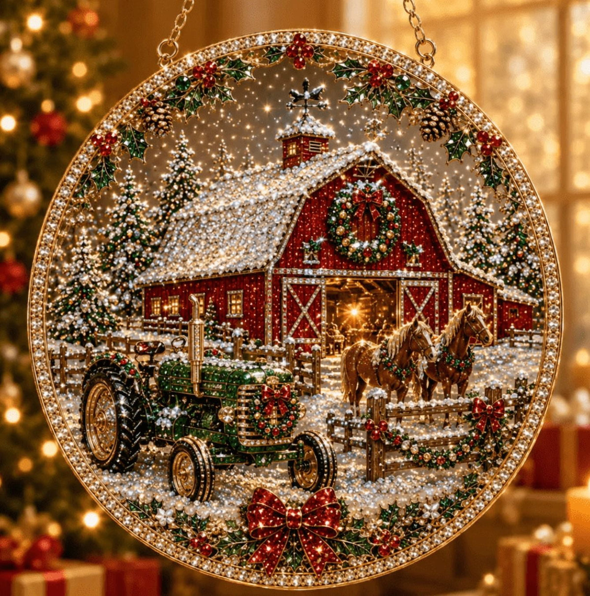 Christmas in July DIY Diamond Art Hanging Ornament – Handmade Sparkling Christmas Keepsake Quiet Leisure Craft for Summer Rainy Afternoons