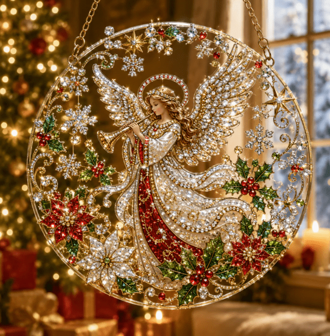 Christmas in July DIY Diamond Art Hanging Ornament – Handmade Sparkling Christmas Keepsake Quiet Leisure Craft for Summer Rainy Afternoons