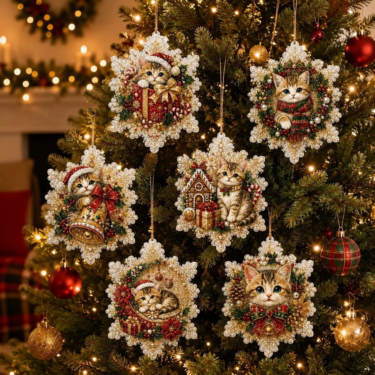 Clearance! 6Pcs Wooden Christmas Ornaments DIY Pearl Art Kits for Adults, Hanging Diamond Art Christmas Ornaments Set with Pearls, Special-Shaped Gems & Jute Twine, Christmas Decor Craft(#1)