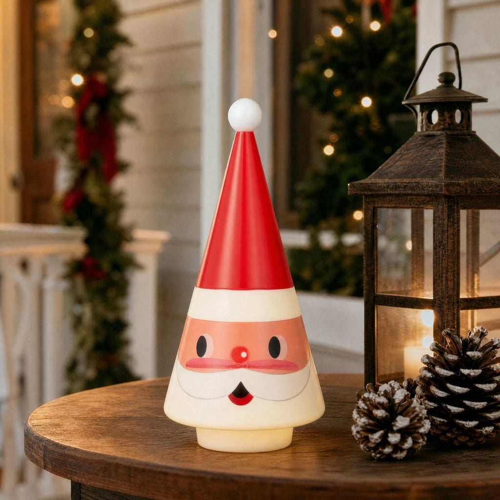 Clearance! 8-in Freestanding Santa Blow mold with White LED Lights, Christmas Decoration Indoor Outdoor, Christmas Gift (A)