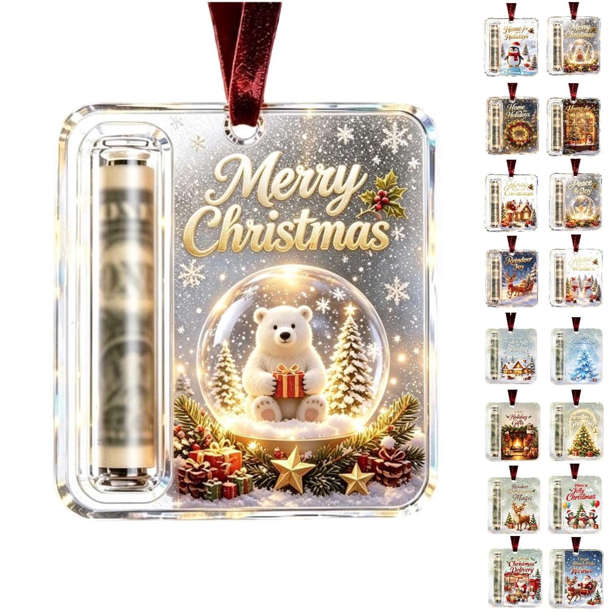 Clearance! Christmas Cash Gift Ornament, Christmas Money Holder for Cash, Christmas Decorations Gift (Merry Christmas)