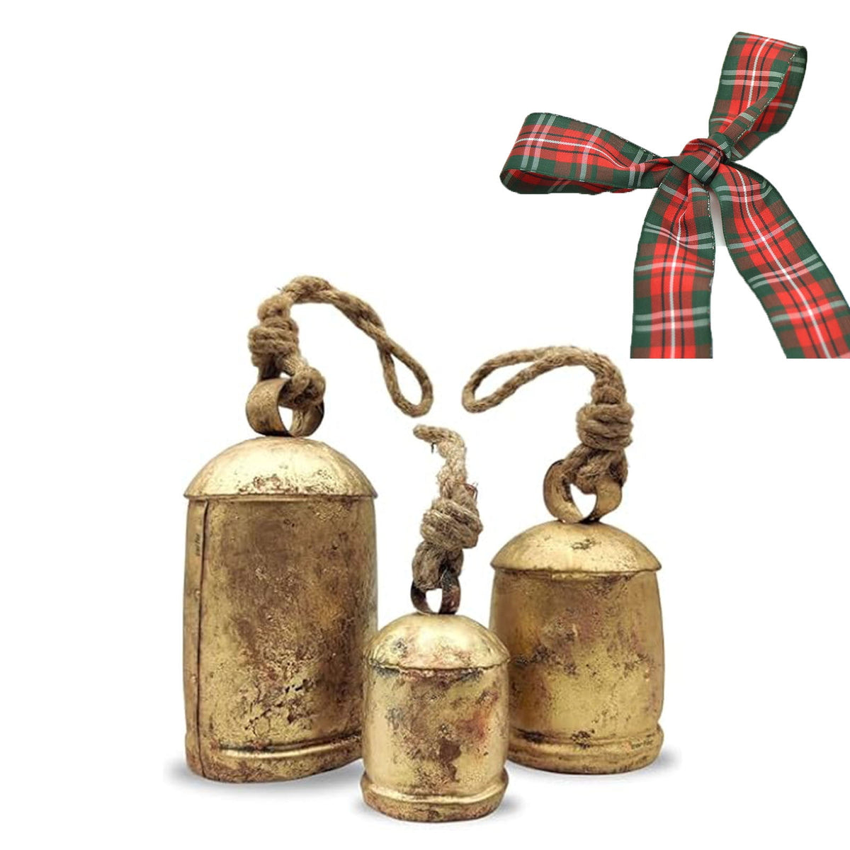Clearance Christmas Decoration Christmas Decor Xmas Gifts Set Of 3 Christmas Bell Brass Cow Shabby Style Metal Hanging Giant Cow Bells Decor