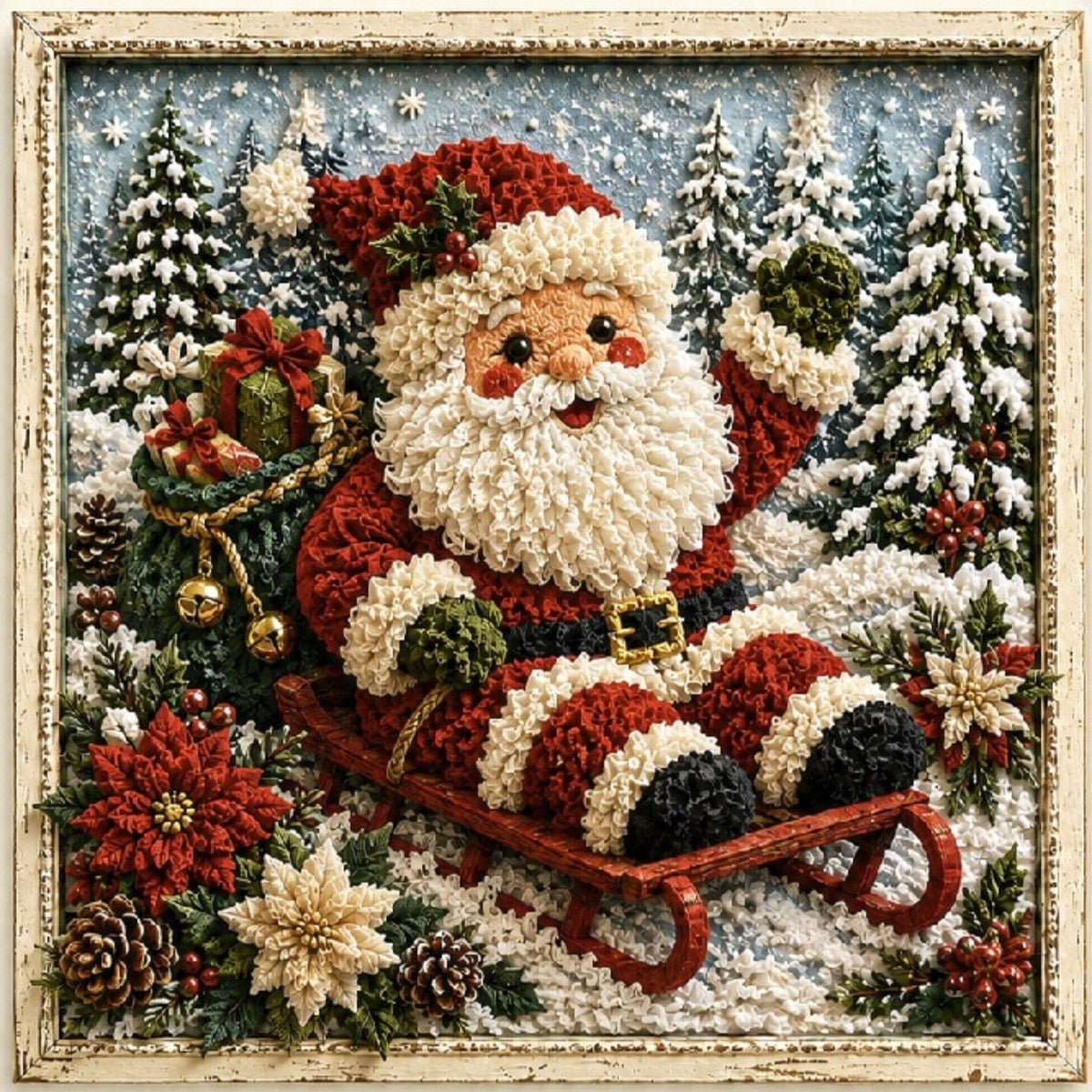 Clearance 3D Christmas Wreath Fabric Poke Art Kit, Jesus Poke Art Kits for Adults, Christmas Wreaths Ornament Making Kit for Front Door